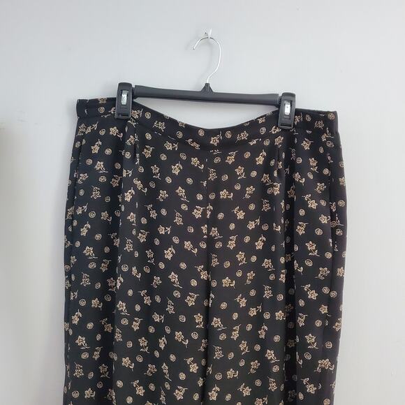 Pendleton Vintage Black Classic Floral Print Sheer Loose Fit Pants Size 14 - Picture 3 of 11